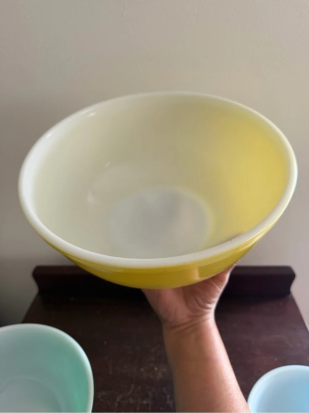 Pyrex Vintage Set Of 3 70’s Mixing Bowl #404 #403 #401 Yellow Green Blue